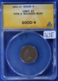 1860 Rounded Bust Indian Head Penny