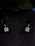 Square Cut Flawless White Topaz Earrings