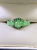 Green Opal and Emerald Dinner Ring