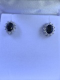 Onyx and White Sapphire Earrings