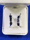 3 Stone Sapphire Dinner Earrings