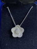 White Topaz Flower Necklace