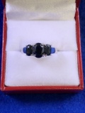3 Stone Sapphire Evening Ring