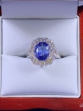3.68ct Tanzanite Princess Diana Ring