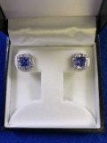 Square Cut Elegant Tanzanite Earrings