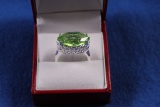 6ct Green Sapphire Solitaire Ring