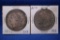 2- 1921-S Morgan Silver Dollar Coins