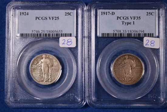 2- Standing Liberty Silver Quarters