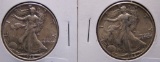 2- Silver Walking Liberty Half Dollar Coins