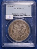 1890-CC F15, PCGS Morgan Silver Dollar