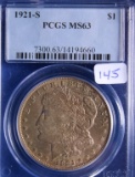 1921-S MS63, PCGS Silver Morgan Dollar Coin