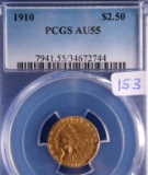 1910 AU55, PCGS Gold Indian Head $2.50 Coin