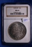1878 MS64 8TF, NGC Morgan Silver Dollar