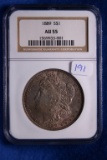 1889 AU55, NGC Morgan Silver Dollar