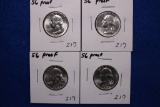 4- 1956 Proof Silver Washington Quarters
