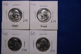 4- 1960 Proof Silver Washington Quarters