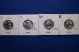 4- Silver Proof Washington Quarters