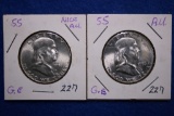 4- Silver Franklin Half Dollars