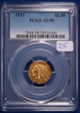 1912 Gold AU58, PCGS Indian Head $2.50 Coin