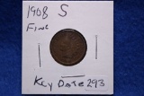 1908-S Indian Head Cent, Key Date
