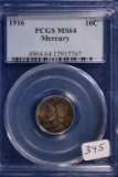 1916 MS64, PCGS Silver Mercury Dime