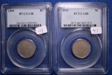 2-V Nickels, PCGS, 1911-GO6, 1899-GO6