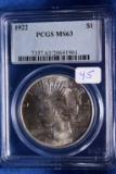 1922 MS63, PCGS Silver Peace Dollar