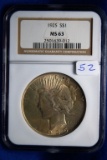 1925 MS63, NGC Silver Peace Dollar