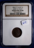 1863 F-12/297A, Army & Navy, NGC, Token MS64-BN