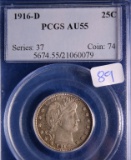1916-D AU55 PCGS Silver Barber Quarters