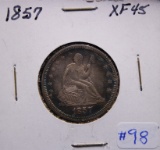 1857 Seated Silver Quarter