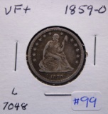 1859-O Seated Silver Quarter