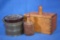 Two Butter Molds and a Small Tin Pail