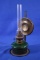 Green Glass Oil Lamp w/Reflector