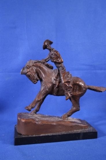 Bronze Horse and Cowboy Rider, Marble Base