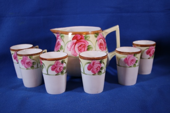 China Floral Decorated Lemonade Set, Nippon