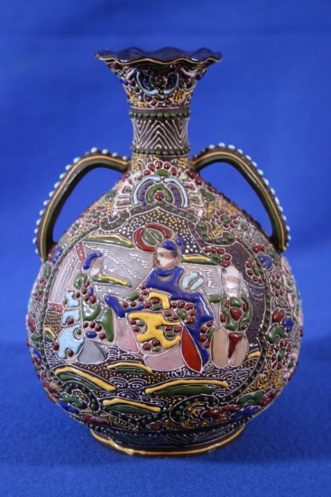 Ornate Moriage Handled Vase