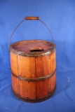 Large Vintage Wood Baled Bucket