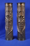 Pair of Trench Art Floral Vases