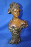 Metal Art Nouveau Style Femal Bust