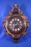 Orientaly Carved Wood Wall Clock