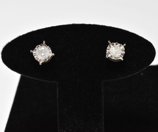 Large Diamond Solitaire Earrings