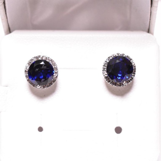 Round Cut Sapphire Earrings