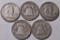 5 Silver Franklin Half Dollars