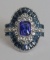 Large Blue & White Sapphire Evening Ring