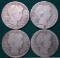 4 Silver Barber Half Dollars