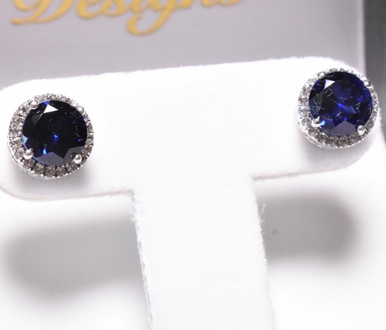 Round Cut Sapphire Earrings