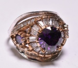 Round Cut Amethyst Estate Ring