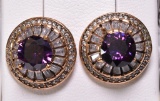 Round Cut Amethyst Estate Earrings