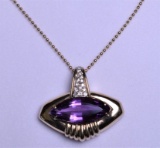 19.3 ct. Genuine Amethyst & Diamond Necklace